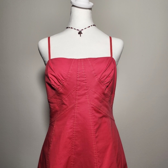 Citrine Hot Pink Vintage 2000s Y2K Fairycore Orange Threaded Dress 6 - Picture 2 of 12